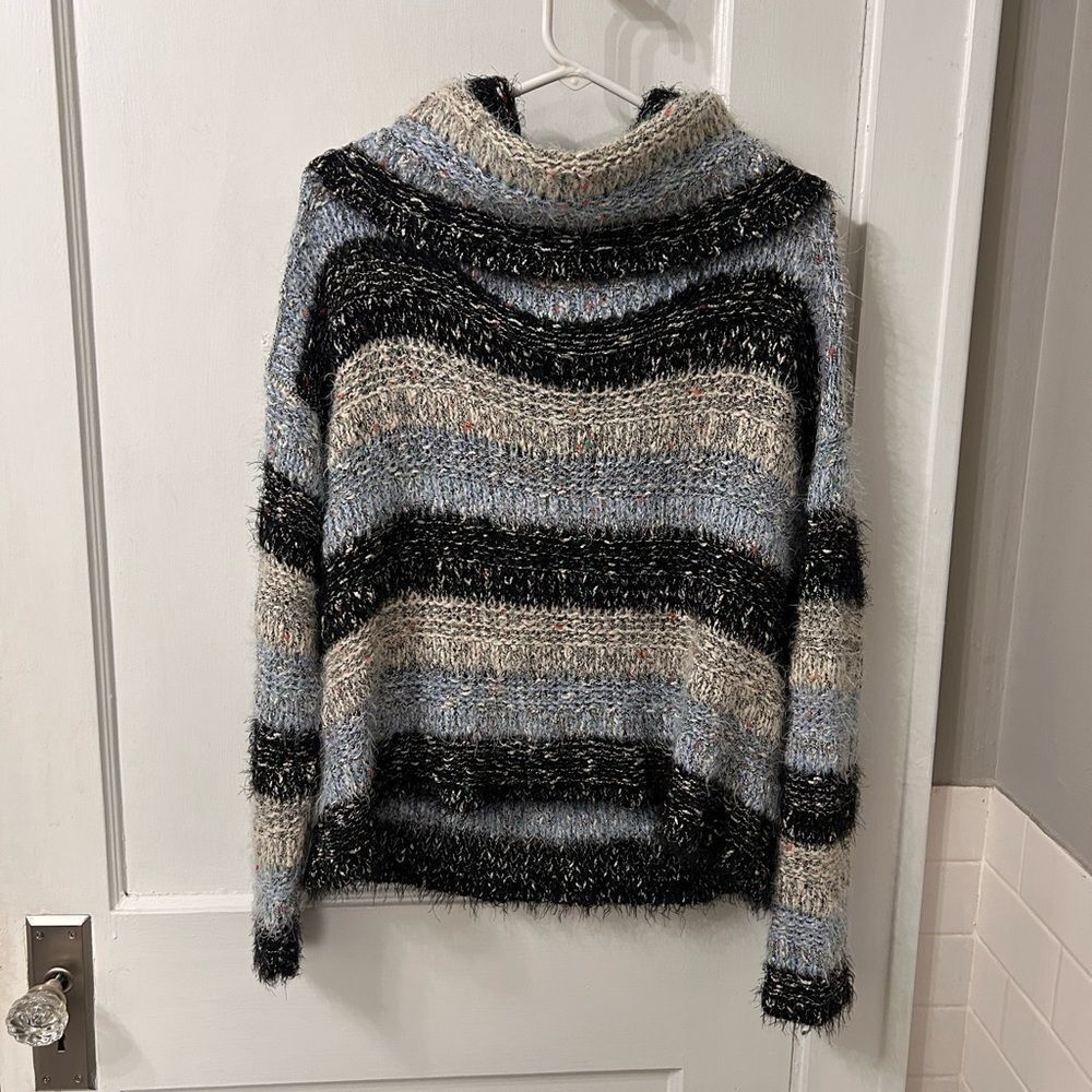 Paper Crane Multicolor Striped Cowl Neck Sweater